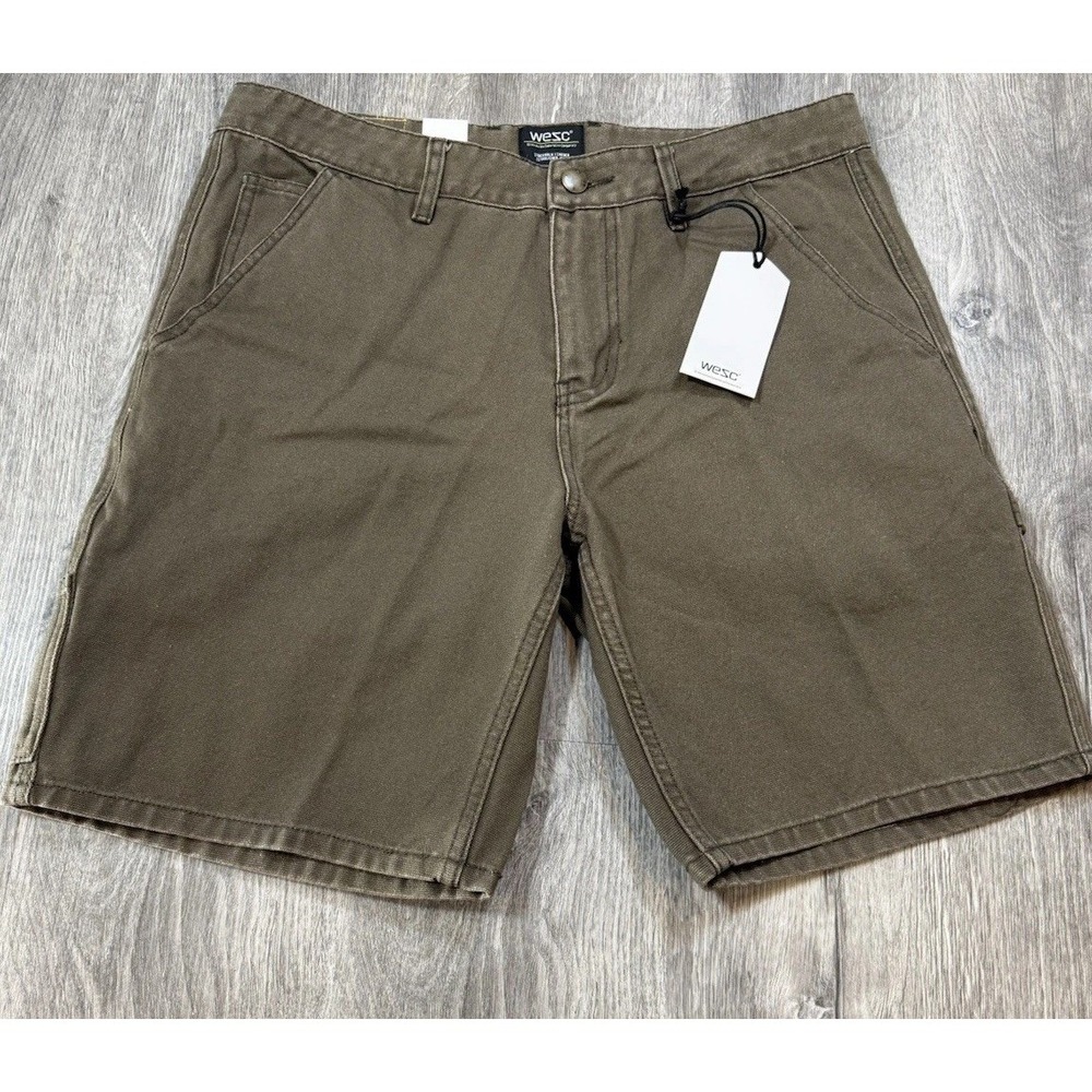 y2k workwear utility urban carpenter jean short canvas mud WeSC NWT size 30 MP50 - Picture 4 of 12